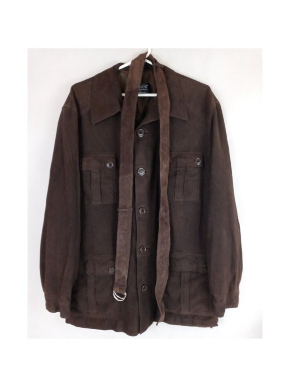 Bernini Platinum Women's Soft Brown 100% Genuine Leather Coat With Belt Large